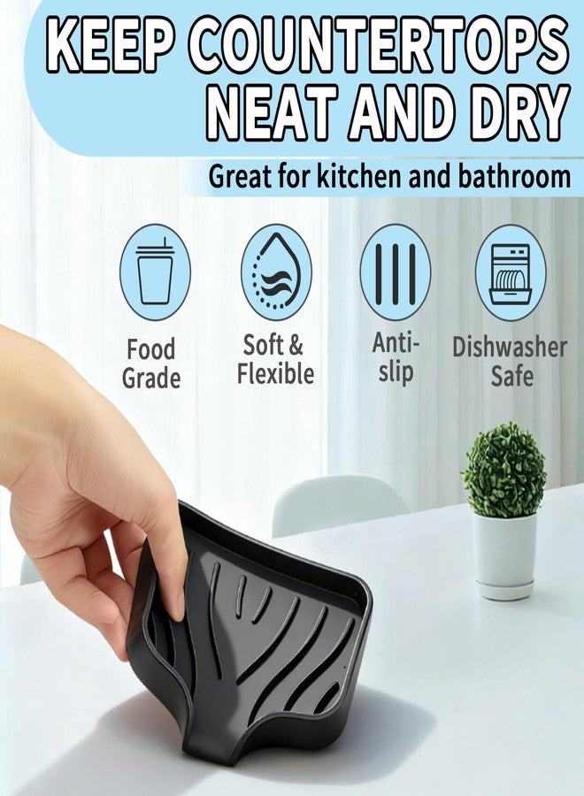 MCSDFN 2 Pack Silicone Soap Dish with Drain, Self Draining Bar Soap Holder for Shower, Silicone Dish Soap Tray, Bathroom and Kitchen Sink Organizer, Black - Image 3